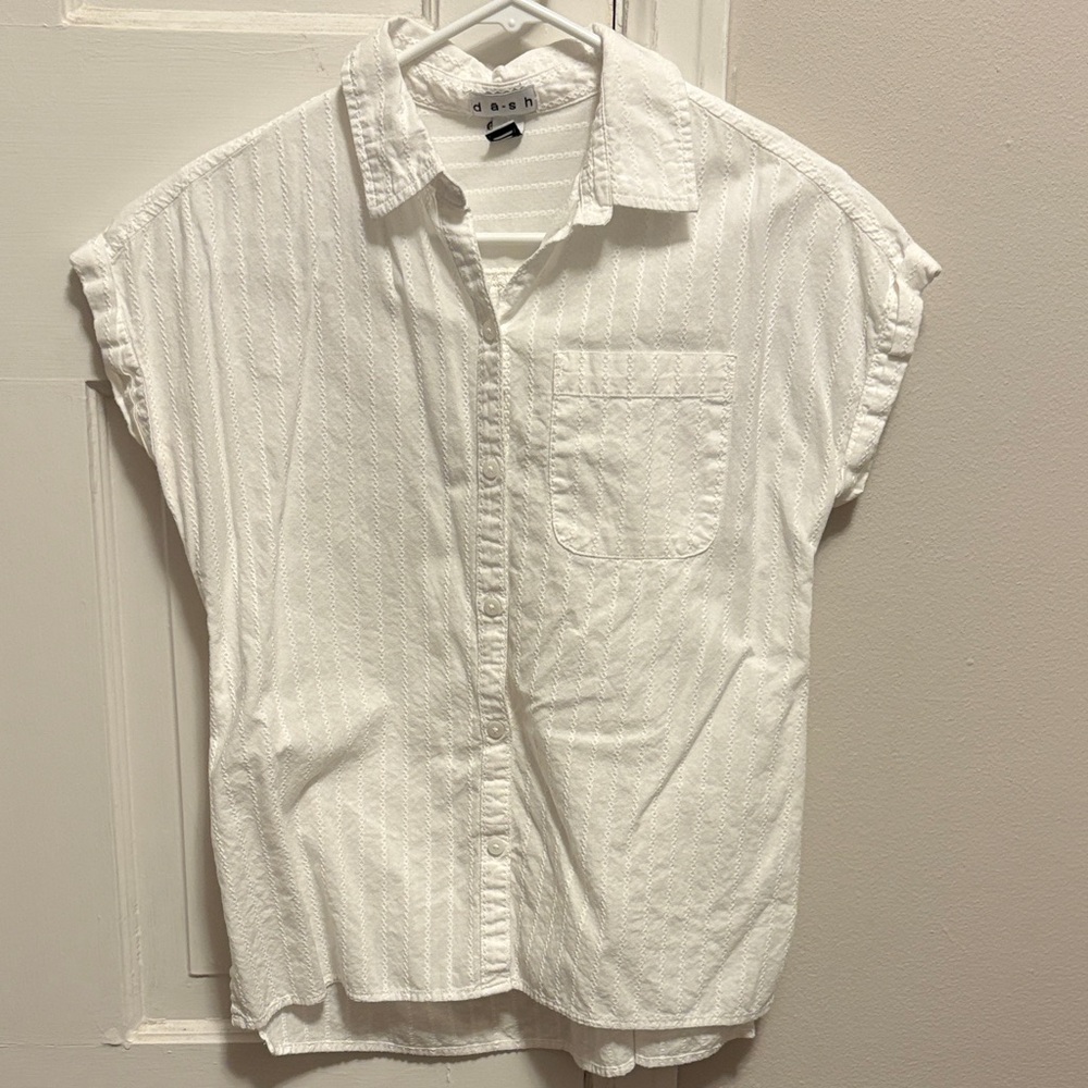 Ash Textured White Button-Up Shirt